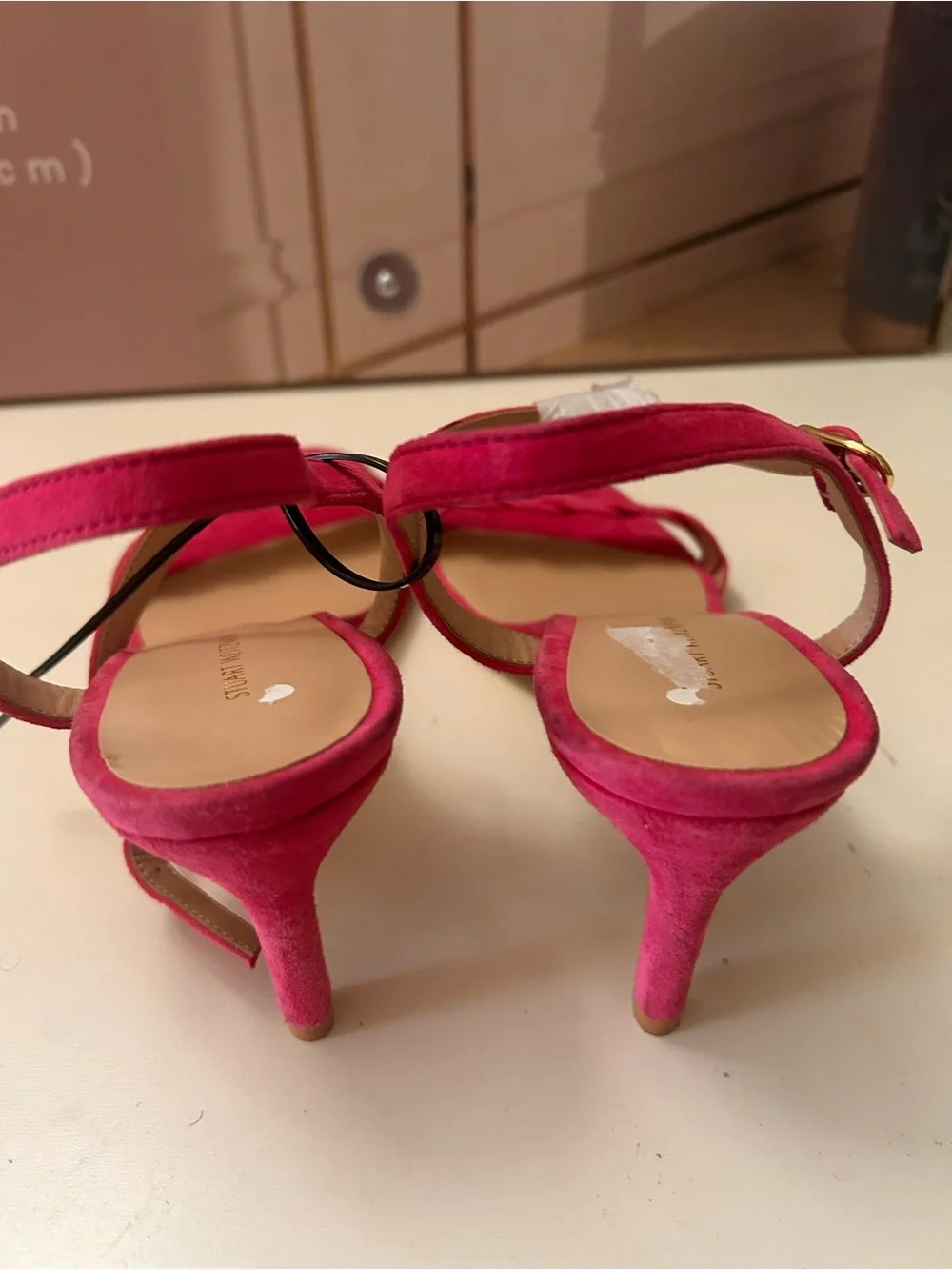 Stuart Weitzman Fuchsia Braided Strap Mid-Heel Sandals